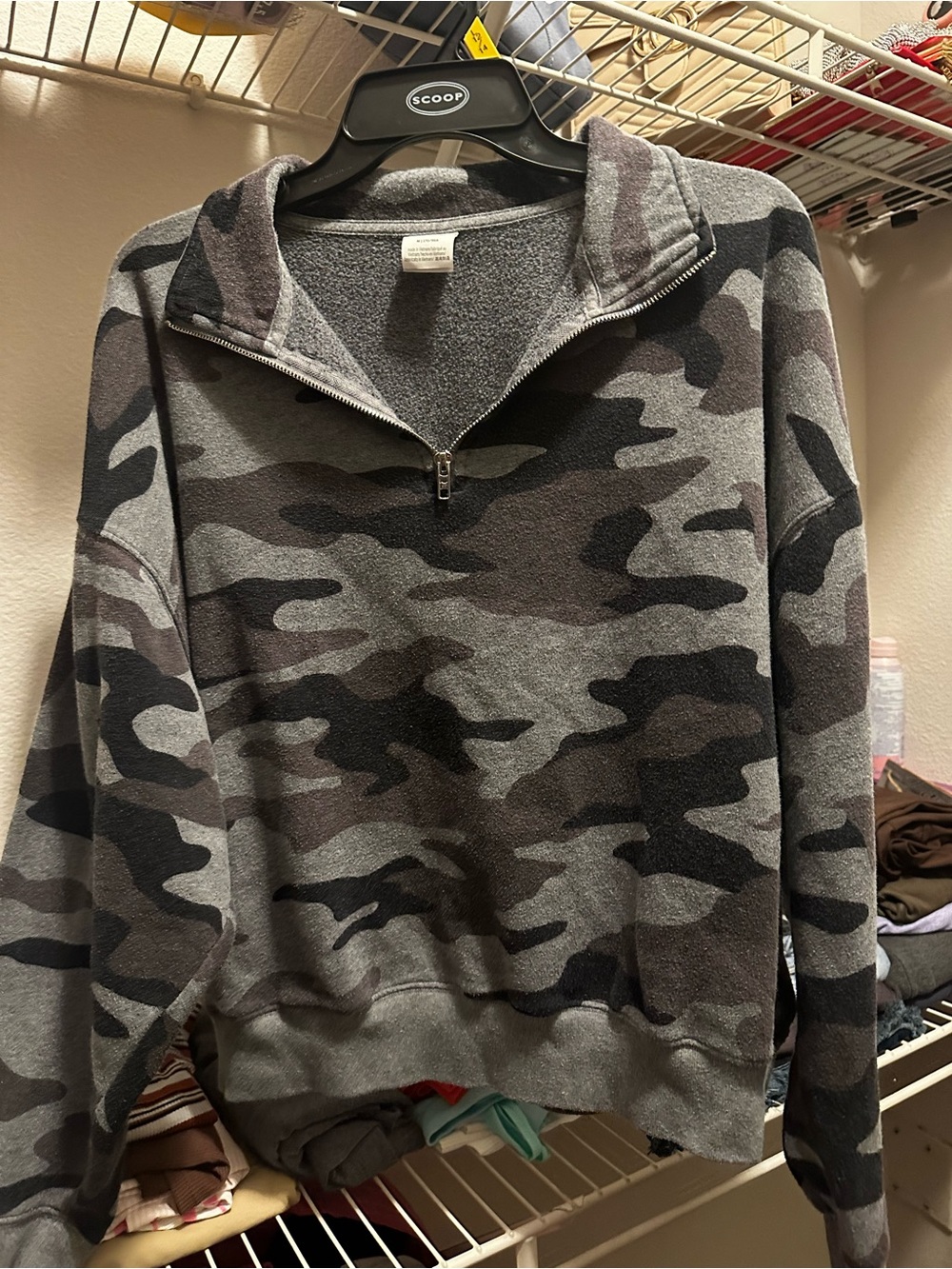 PINK Victoria's Secret Women's Gray Camo Half-Zip Sweater